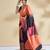 Orange printed crepe casual saree with blouse piece