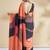 Orange printed crepe casual saree with blouse piece