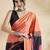 Orange printed crepe casual saree with blouse piece