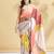 Cream printed crepe casual saree with blouse piece