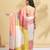 Cream printed crepe casual saree with blouse piece