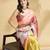 Cream printed crepe casual saree with blouse piece