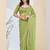 Lime green plain silk blend party wear saree with blouse piece