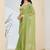 Lime green plain silk blend party wear saree with blouse piece