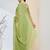 Lime green plain silk blend party wear saree with blouse piece