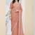 Peach plain silk blend party wear saree with blouse piece