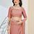 Peach plain silk blend party wear saree with blouse piece