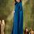 Teal plain organza party wear saree with blouse piece