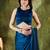 Teal plain organza party wear saree with blouse piece