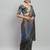 Blue plain satin designer saree with blouse piece