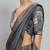 Blue plain satin designer saree with blouse piece