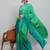 Green plain satin designer saree with blouse piece