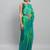 Green plain satin designer saree with blouse piece