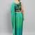 Green plain satin designer saree with blouse piece