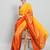 Yellow plain satin designer saree with blouse piece