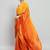 Yellow plain satin designer saree with blouse piece