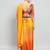 Yellow plain satin designer saree with blouse piece