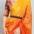 Yellow plain satin designer saree with blouse piece