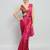 Pink plain satin designer saree with blouse piece