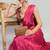Pink plain satin designer saree with blouse piece