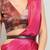 Pink plain satin designer saree with blouse piece