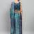 Blue printed satin fashion saree with blouse piece