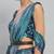 Blue printed satin fashion saree with blouse piece