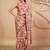Pink printed brasso casual saree with blouse piece