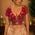 Women's red real mirror work navratri blouse | heavy beads embroidered italian silk choli