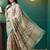 Cream printed brasso casual saree with blouse piece