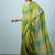 Green elegant printed georgette saree with blouse piece
