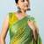 Green elegant printed georgette saree with blouse piece