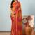 Red elegant printed georgette saree with blouse piece