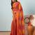 Red elegant printed georgette saree with blouse piece