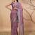 Purple elegant printed georgette saree with blouse piece