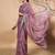 Purple elegant printed georgette saree with blouse piece