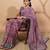 Purple elegant printed georgette saree with blouse piece
