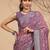 Purple elegant printed georgette saree with blouse piece