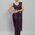 Purple printed satin fashion saree with blouse piece