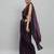 Purple printed satin fashion saree with blouse piece