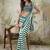 Green printed satin fashion saree with blouse piece