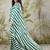 Green printed satin fashion saree with blouse piece