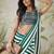 Green printed satin fashion saree with blouse piece
