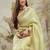 Green elegant zari woven linen saree with blouse piece