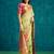 Green elegant printed polycotton saree with blouse piece