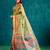 Green elegant printed polycotton saree with blouse piece