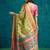 Green elegant printed polycotton saree with blouse piece