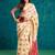 Cream elegant printed polycotton saree with blouse piece