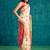 Cream elegant printed polycotton saree with blouse piece