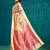 Cream elegant printed polycotton saree with blouse piece
